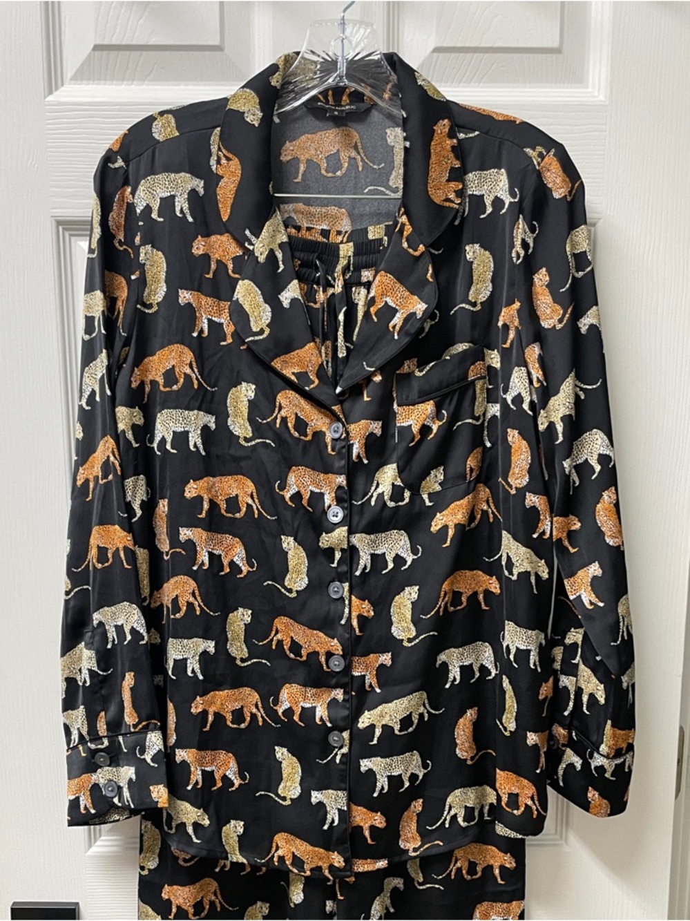 Banana Republic Black Leopard & Cheetah Print Pajama Set